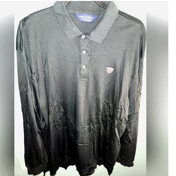 POLO GOLF RALPH LAUREN Black Mens Long Sleeve Polo Pima Cotton Size XL‎ - Picture 10 of 10